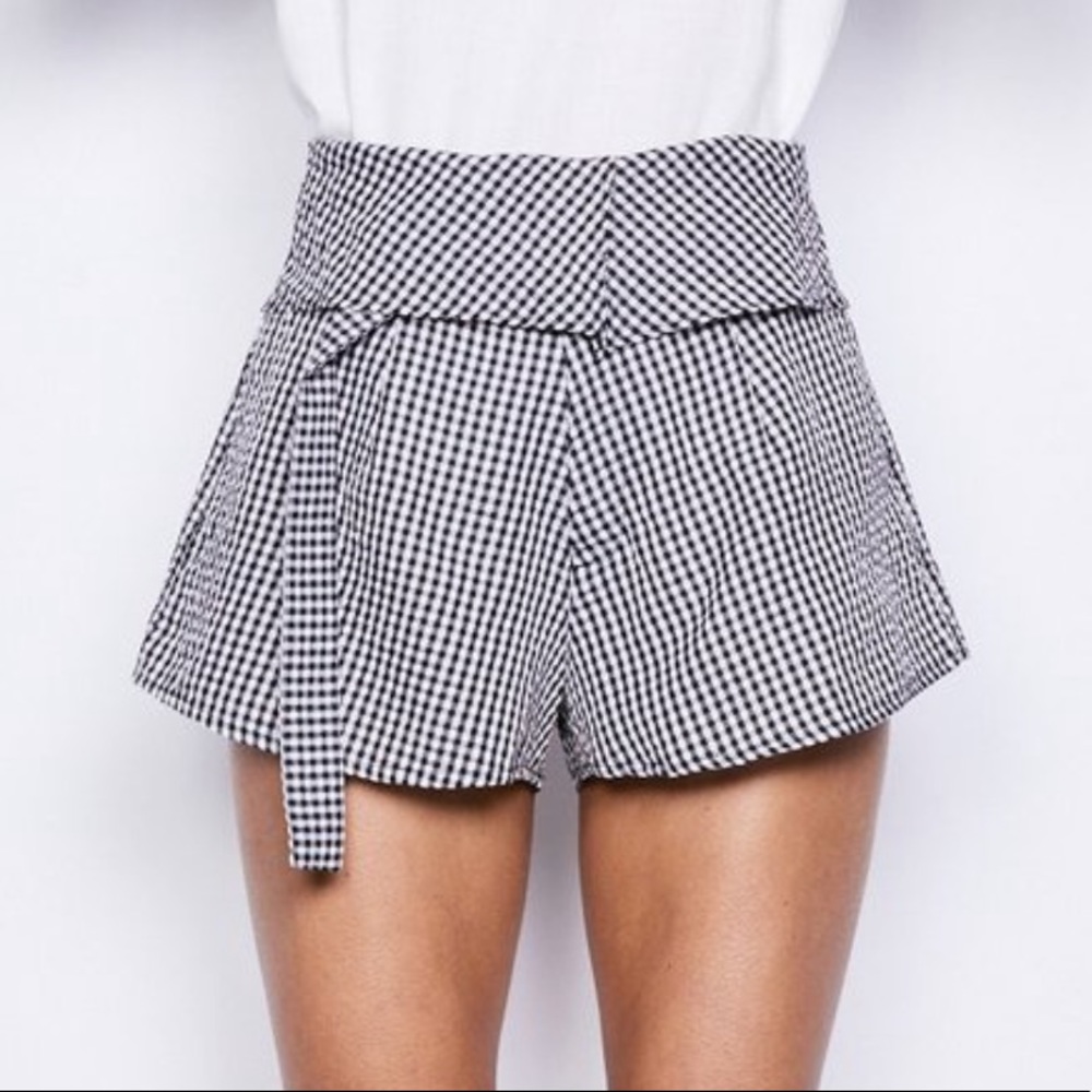 Black white check Gingham shorts